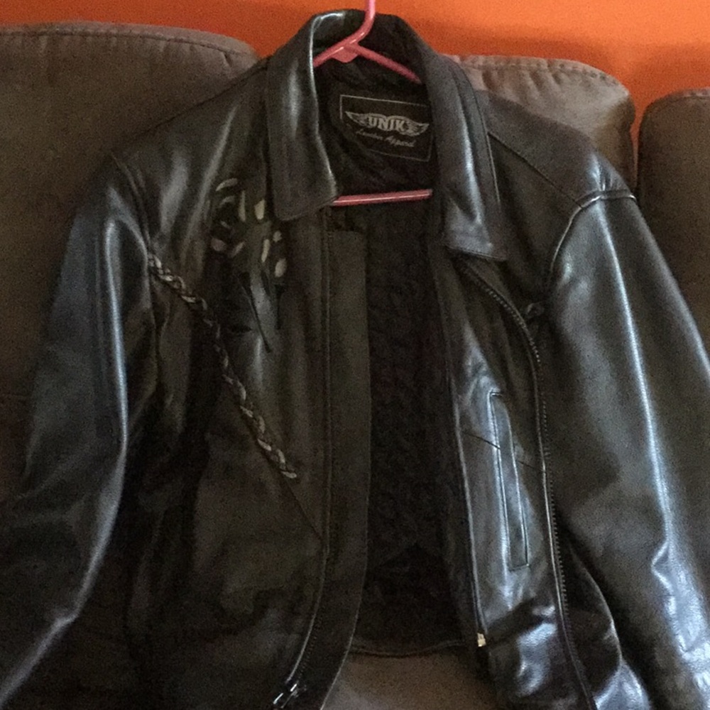 Ladies black leather jacket